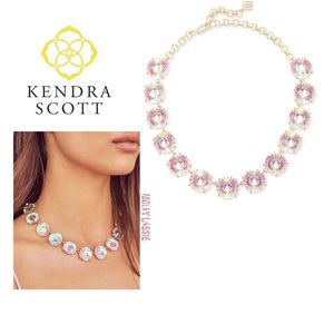 Jolie Gold Statement Necklace In Dichroic Glass